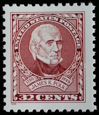 1995 32c James K.  Polk,  11th President Scott 2587 F/vf Nh