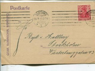 Germany Infla Post Card To Sweden 31.  3.  1921,  Perfins Gr