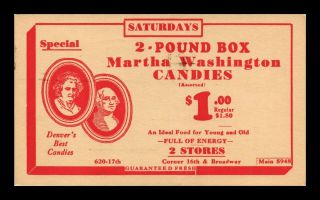 Dr Jim Stamps Us Martha Washington Candies Advertising Postal Card Denver 1931