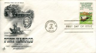 1974 Fort Harrod First Kentucky Settlement Art Craft Cachet Unaddressed Fdc