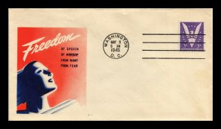 Dr Jim Stamps Us Freedom Patriotic Cachet Wwii Cover Washington Dc 1945