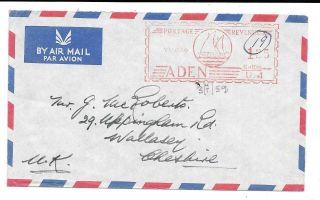 Aden 1959 Cover Air Mail W.  Machine Cancel For Stamp,  From S.  S.  City Of Manchester