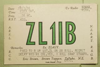 Dr Who 1957 Zealand Te Puke Qsl Ham Radio Zl1ib Postcard To Usa E42283