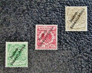 Nystamps German South West Africa Stamp 1 - 3 Og H $38