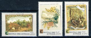 1982 Australia Mnh Complete Set Of 3 Stamps " Christmas " Sc.  839 - 41