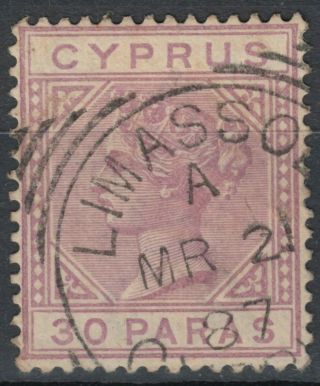 Cyprus 1887 Sg 17 30pa. ,  Limassol Cancellation,  Queen Victoria