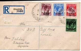 Bma Malaya George V1 Cover With Singapore Cancels