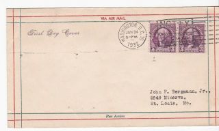 George Washington 3c 721 Us First Day Cover 1932 Air Mail Envelope Fdc