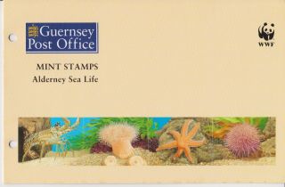 Alderney Presentation Pack 1993 Wwf Sea Life Strip Stamp Set Mnh Sg A56 - A59