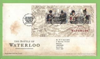 G.  B.  2015 Battle Of Waterloo M/s On Royal Mail First Day Cover,  Tallents House