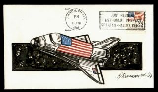 Dr Who 1986 Akron Oh Space Shuttle Hand Painted Wildermuth Cachet E52119