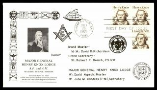 Mayfairstamps Us Fdc 1985 Major General Henry Know Lodge Masonic Temple Maine Fi