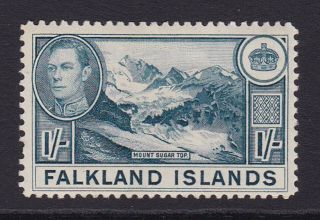 Falkland Islands.  1938.  Sg 158,  1/ - Light Dull Blue.  Mounted.