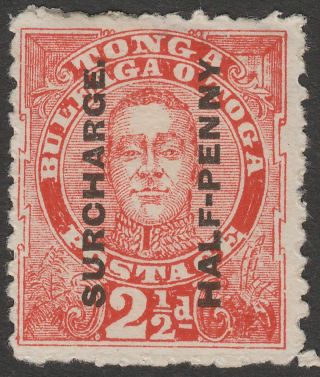 Tonga 1895 King George Ii ½d Surcharge On 2½d Vermilion Sg29 Cat £50