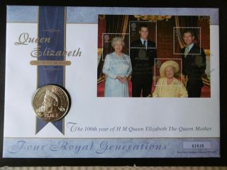 Gb 2000 The 100th Year Of The Queen Mother £5 First Day Coin Cover
