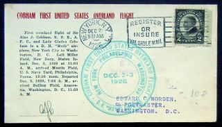 Aamc 567,  1926 Cobham First United States Overland Flight,  Signed