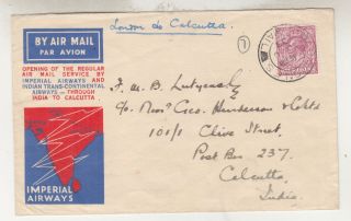 Great Britain,  1933 Imperial Airways First Flight Cover,  London To Calcutta,  India