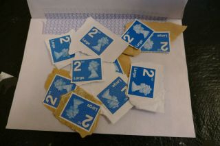 10 Large Blue 2nd Class Unfranked Uk British Postage Stamps Postal