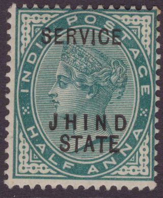 India Conv Jind Off Qv 1886 - 1902 Sgo12 ½a Blue - Green Mm Cv£6,
