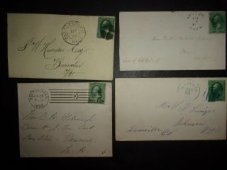 6 US 3 cent green Washington stamp covers 1870s - 1890s ID 1731 2