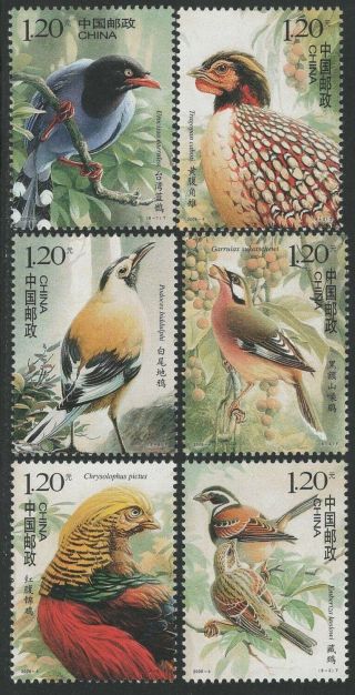 China 2008 - 4 Birds Of China Stamp Set Of 6,  Nh