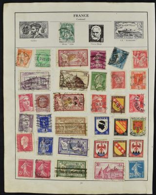 France Double Sided Album Page Of Stamps V8272