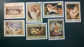 7 Hungary Magyar Posta 1974 Mi 2969/75 Nude Paintings Cto Stamps Sc 2298/05