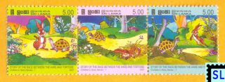 Sri Lanka Stamps 2007,  Race,  Hare,  Tortoise,  Children’s Stories,  Mnh