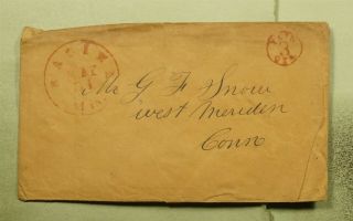 Dr Who Racine Wi Red Cancel Stampless Paid 3c To West Meriden Ct E47211