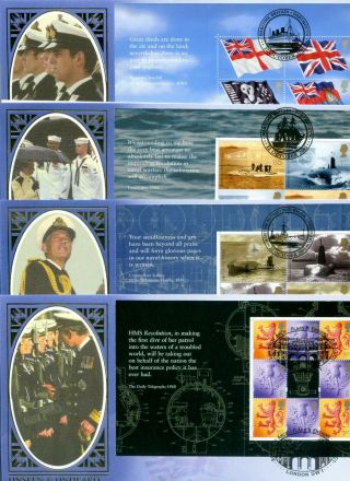 2001 Royal Navy Submarines Prestige Booklet Great Britain Benham Fdc Set 4 Vgc