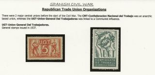 Sp69 Spain Spanish Civil War Censored Republican U.  G.  T.  Stamps X 2