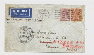 Great Britain Airmail Cover London To Burma On First Flight To Karachi 1929