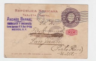 1917 10c On 1c Surch.  P.  Card (mexico) To Puerto Rico P1754