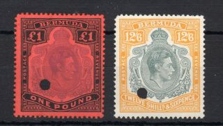 Bermuda 1938/47 12/6d And £1 Revenues