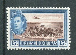 British Honduras Kgvi 1938 - 47 15c Brown & Light Blue Sg156 Mnh