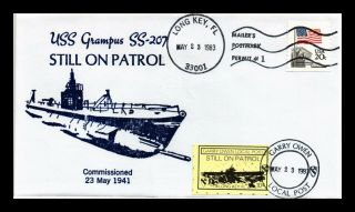 Dr Jim Stamps Us Naval Cover Uss Grampus Garry Owen Local Post 1983