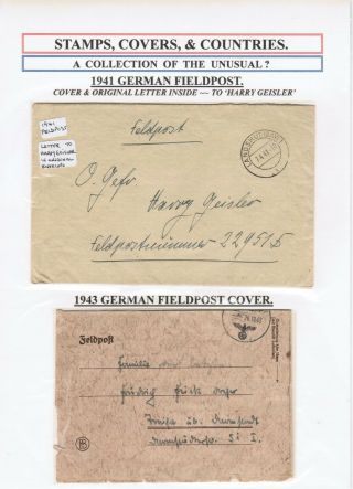 2 X German 1941/1943 Feldpost Covers