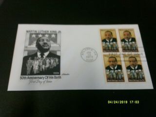 Us Fdc 1771 Martin Luther King Jr.  Artmaster Block Of 4 Unaddressed