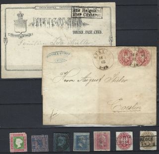 Germany Old States Bergedorf,  Prussia,  Heligoland Stamps 1865 Cover & Post Card