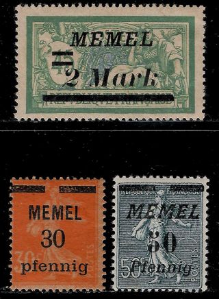 Germany Memel (now Part Of Lithuania) 1922 Overprinted On French Stamps