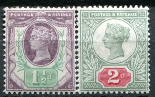 (267) Very Good Sg198 & Sg200 Qv 1&1/2d & 2d Jubilee Issue Mounted.  Mh