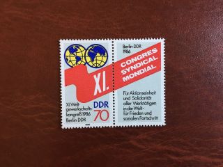 Germany East Ddr Mnh 1986 World Trade Union Congress Berlin & Label
