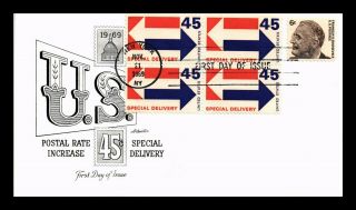 Us Cover Special Delivery 45c Block Of 4 Fdc Combo Artmaster Cachet