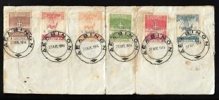 Albania,  Shqiperia,  Greece,  North Epirus:1914 Six Stamps On Piece With Delvino Pmk