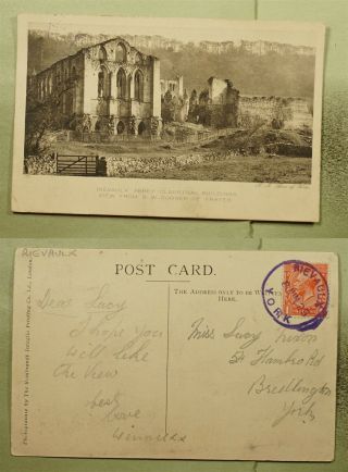 Dr Who 1925 Gb Rievaulx Abbey Postcard To York E41234