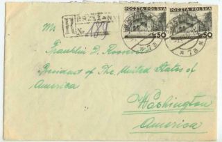 1937 Brzezany Poland Registered Cover To President Roosevelt