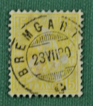 Switzerland Stamp 1867 15c Lemon Yellow Sg 63 (p150)