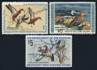 Us Rw38,  Rw40 - Rw41 1971,  1973 - 1974 Federal Duck Stamps - Cv $21.  00