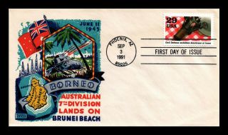 Dr Jim Stamps Us Civil Defense Wwii Commemorative Fdc Fluegel Borneo Cover