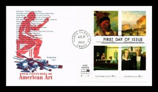 Dr Jim Stamps Us Four Centuries American Art Fdc Cover Block Of Four